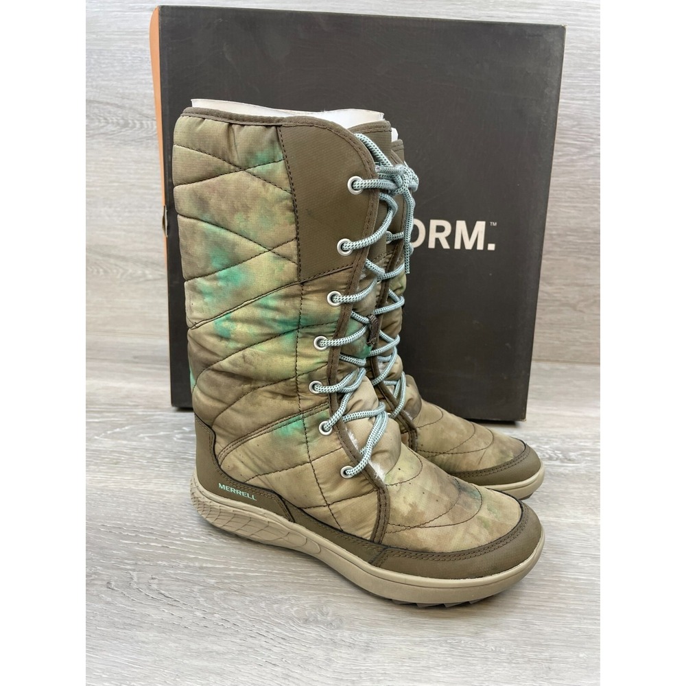 Merrell Pechora Peak J42762 Women's‎ Boot Green Leather 5.5 Hiking Trail Boots